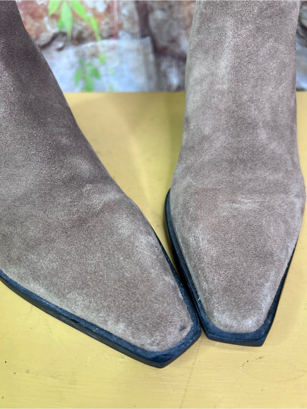ZARA Coastal Cowgirl Western Bohohemian Taupe Suede Block Heel Boots, 38 - Picture 8 of 15